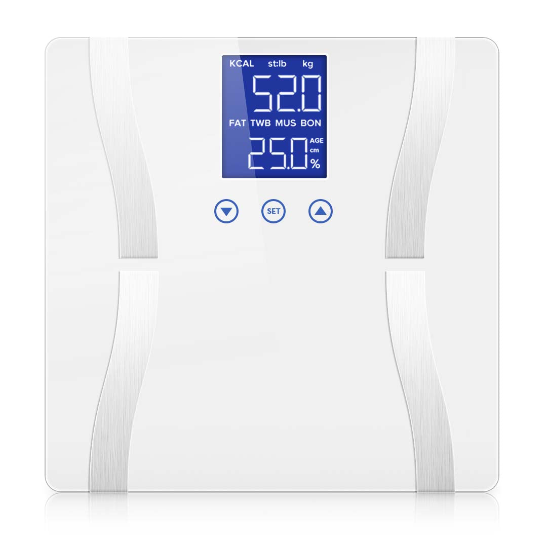 SOGA Glass LCD Digital Body Fat Scale Electronic Weighing Scales White-0