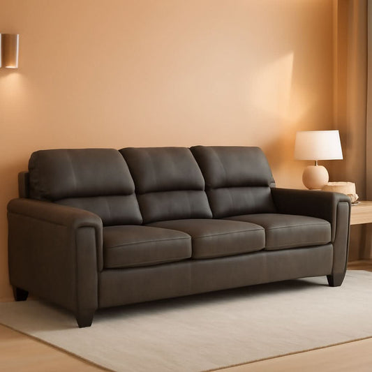 Queen Faux Leather Contemporary Sleeper Couch Gray ShipItFurniture