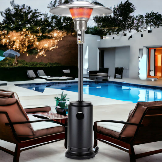 40000 BTU Black Steel Propane Cylindrical Pole Standing Patio Heater Rosenthal Community Care Services