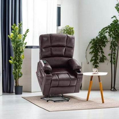 Dark Brown Lift Recliner With Massage For Elderly People-4