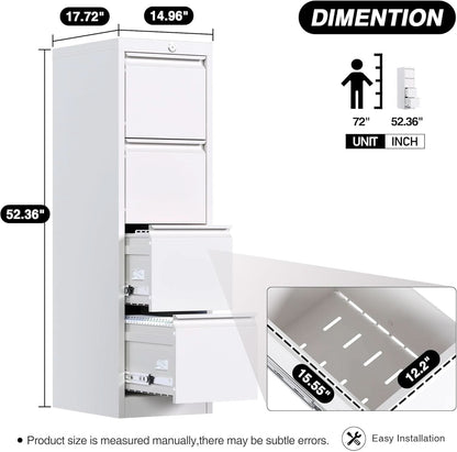 4 Drawer Metal Vertical Locking File Cabinet For Letter And Legal Files-3