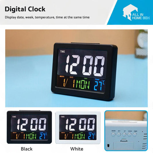 Digital Home Large Jumbo LED Wall Desk Clock With Calendar Temperature Easy pick box
