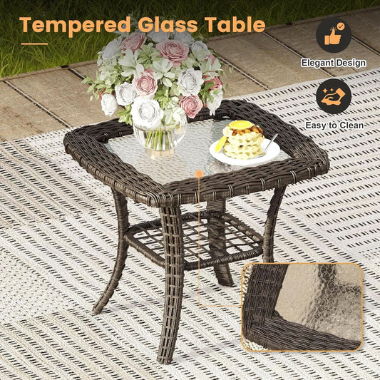 Eight Piece Outdoor Patio Furniture Set with Firepit ShipItFurniture