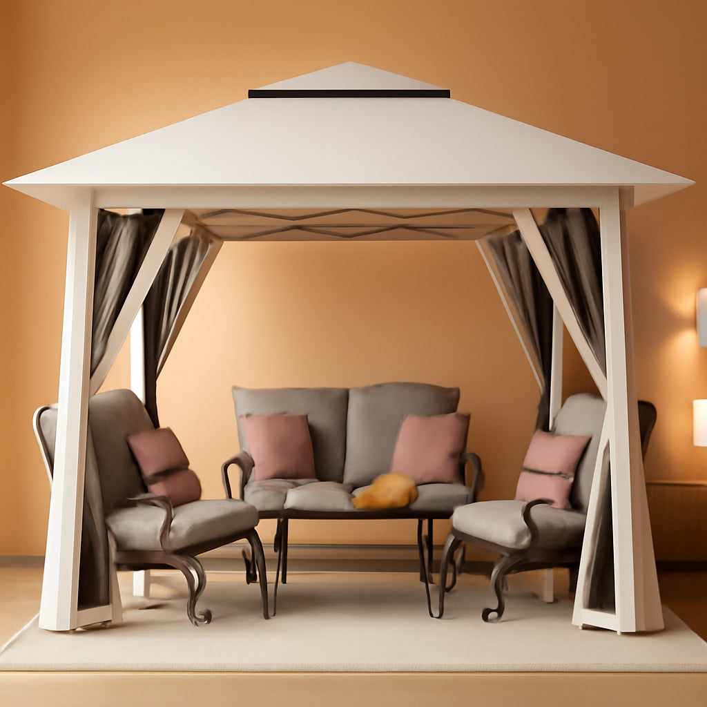 13x13 Pop Up Gazebo White Weatherproofing Durability-0
