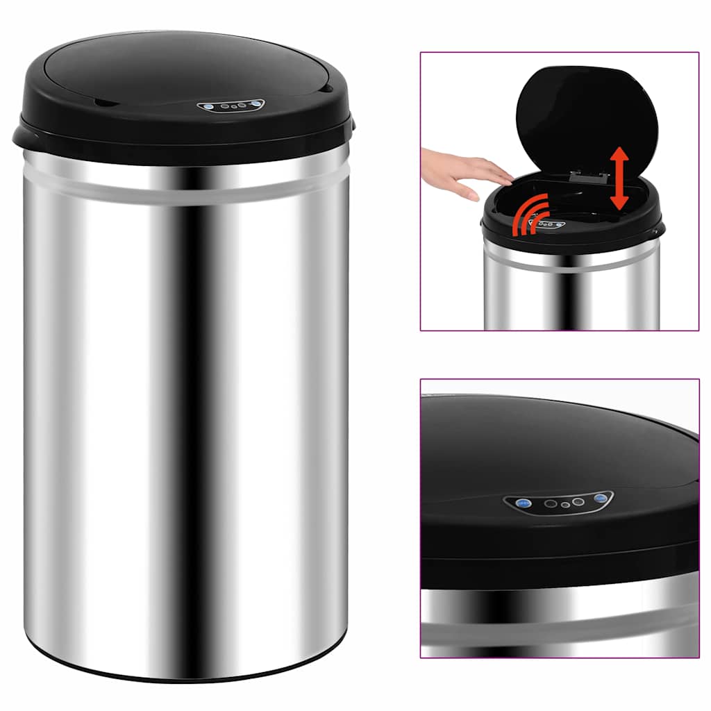 Vidaxl Automatic Sensor Trash Bin 40 L Stainless Steel-0