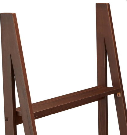 Walnut 5 Tier Ladder Bookshelf Rubberwood Durability-4