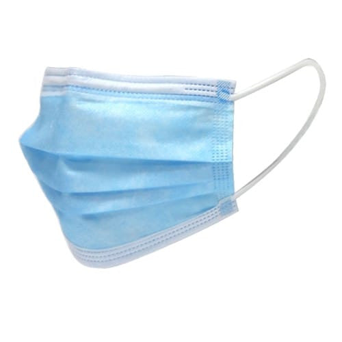 Disposable Face Mask Bx/50 w/EarLoops 3-Ply Level 3  Blue Rosenthal Community Care Services