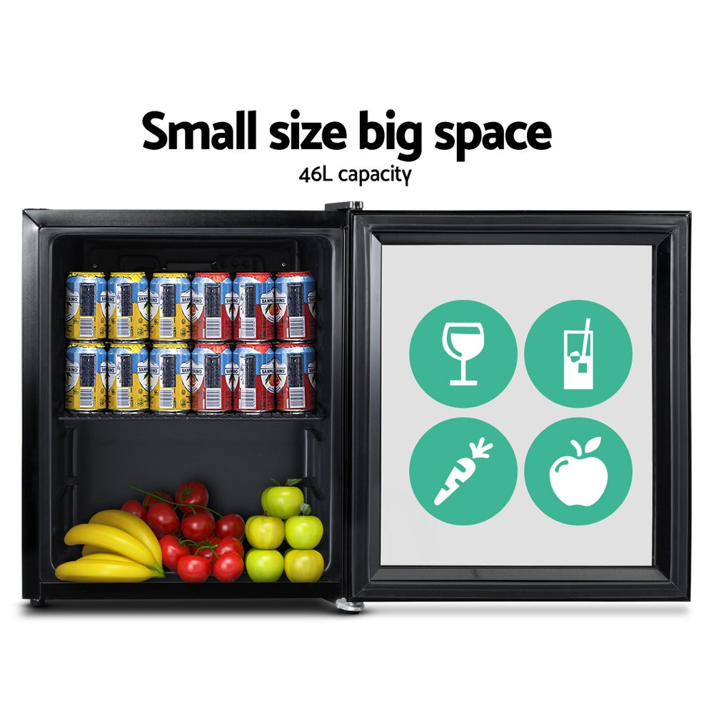 NNEDSZ 46L Glass Door Bar Fridge Mini Countertop Freezer Fridges Bottle Cooler-2