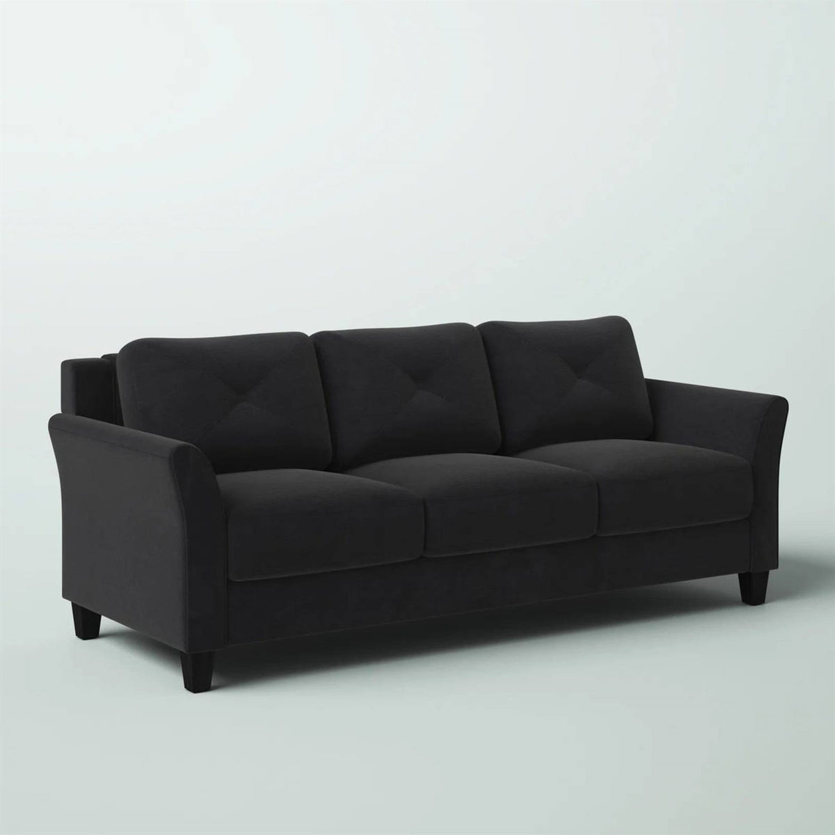 Modern 3-Seater Black Microfiber Upholstered Sofa Rosenthal Community Care Services