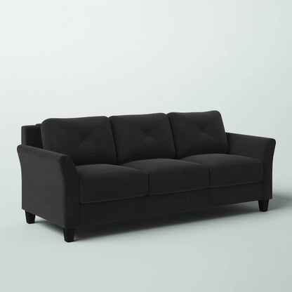 Modern 3-Seater Black Microfiber Upholstered Sofa Rosenthal Community Care Services