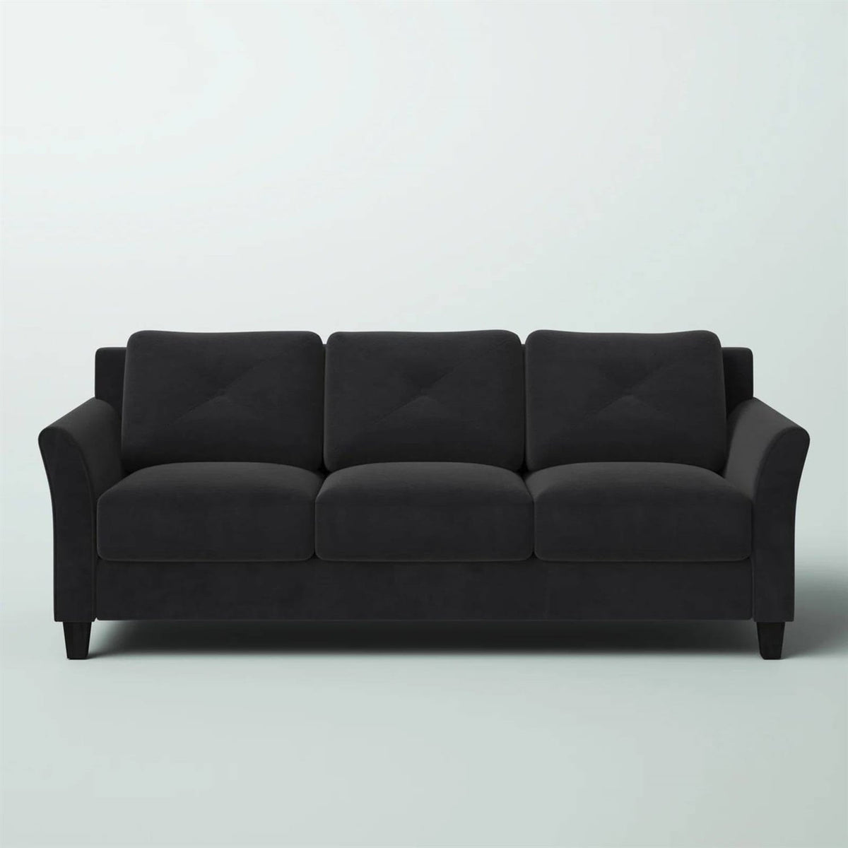 Modern 3-Seater Black Microfiber Upholstered Sofa Rosenthal Community Care Services