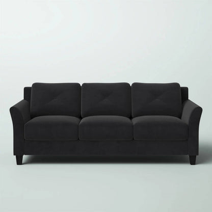 Modern 3-Seater Black Microfiber Upholstered Sofa Rosenthal Community Care Services