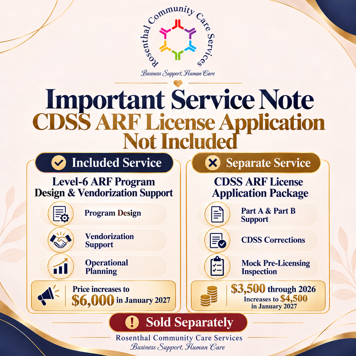 Level-6 ARF Program Design & Vendorization Support | Inland Regional Center Only Rosenthal Community Care Services