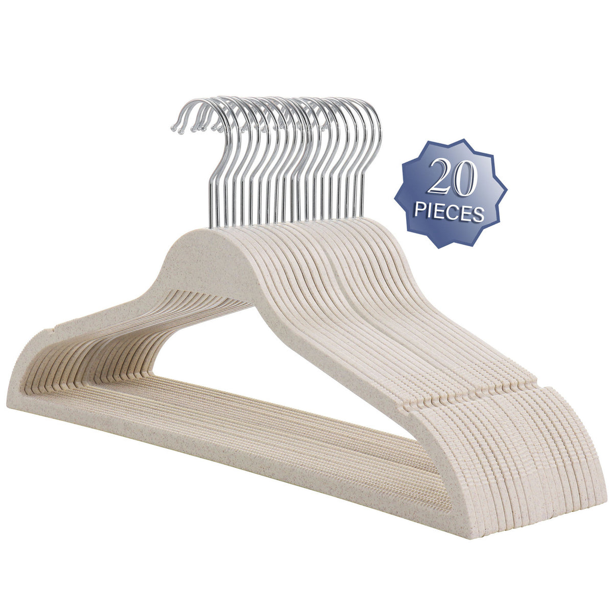 Elama Home 20 Piece Biodegradable Coat Hangers in Wheat-0