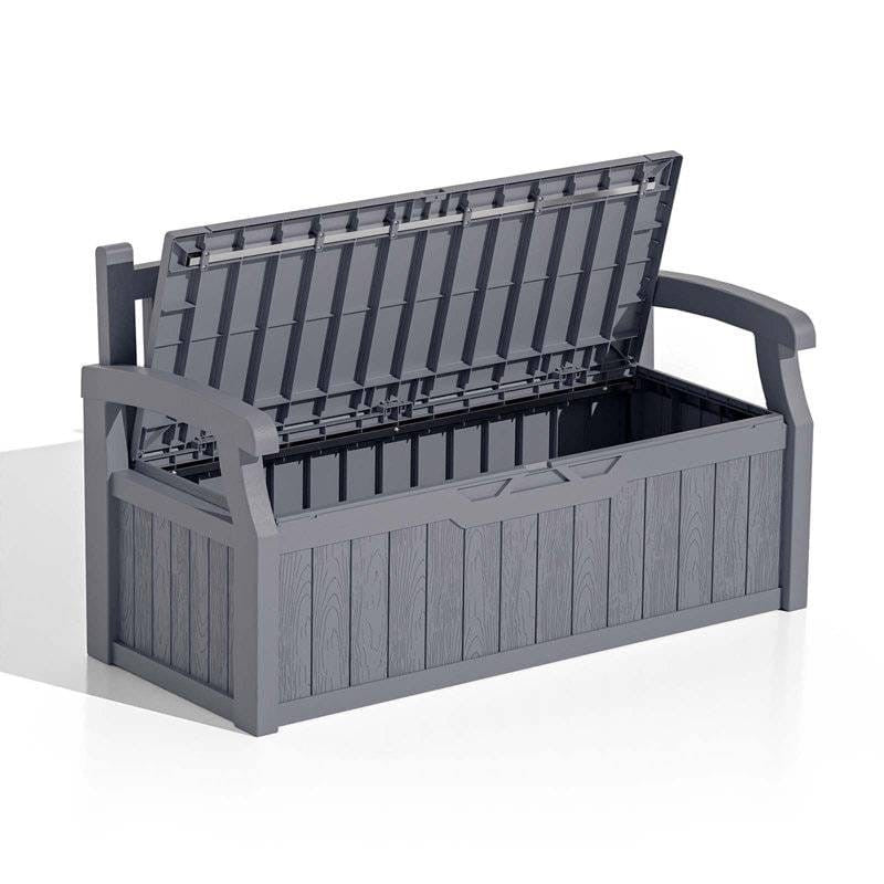 Heavy Duty Grey Plastic Outdoor Storage Garden Bench Patio Deck Box Rosenthal Community Care Services