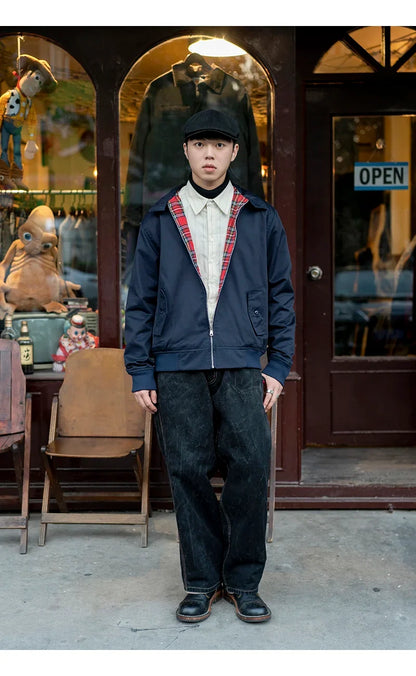 Men jacket autumn thin EU size vintage classic bomber coat inner plaid jacket Vimost Shop