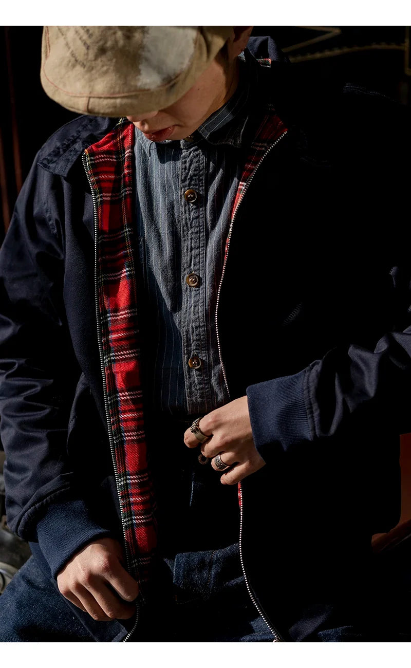 Men jacket autumn thin EU size vintage classic bomber coat inner plaid jacket Vimost Shop