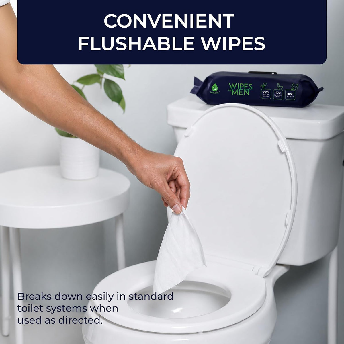 12 Pack of Flushable Man Wipes (1200 Mint Scented Wipes) Pursonic