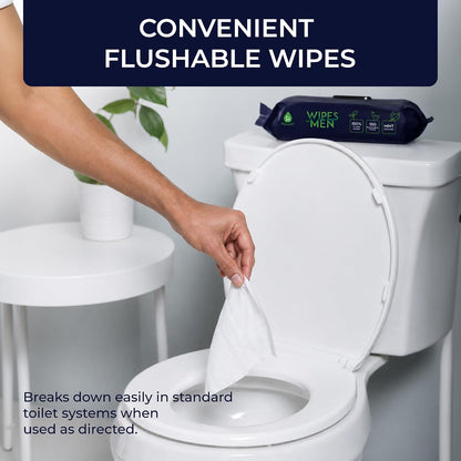 12 Pack of Flushable Man Wipes (1200 Mint Scented Wipes) Pursonic