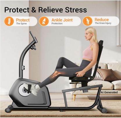 Recumbent Exercise Bike, Magnetic Stationary Bike for Home, Adjustable Seat Rosenthal Community Care Services