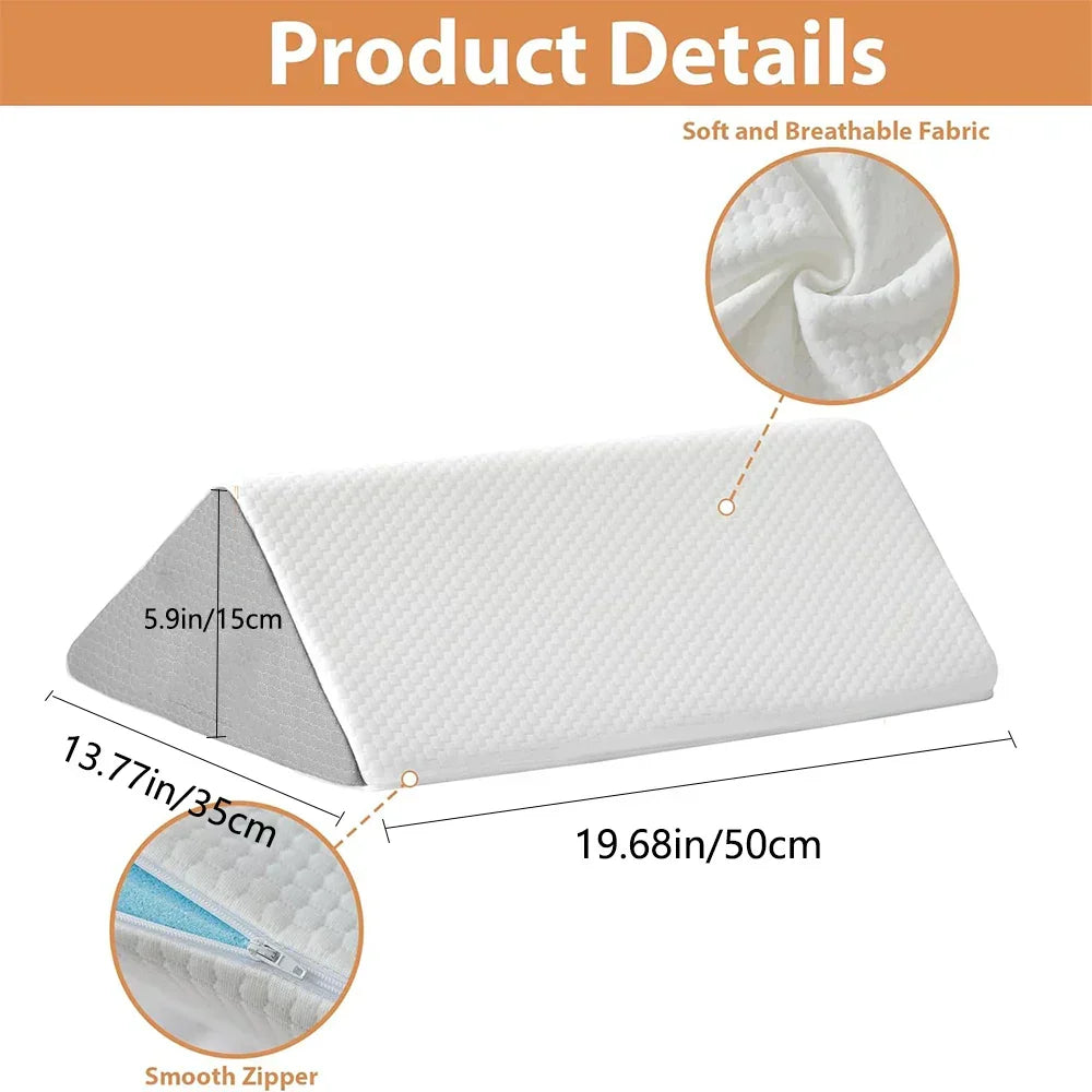 Memory Foam Wedge Pillow Body Positioner for Bedridden Support Grey-3