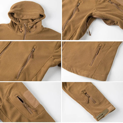 Winter Tactical Fleece Hoodie Jacket Men Warm Outdoor Sport Hooded Coat Multi-Pocket Casual Full Zip Hiking Jacket Vimost Shop