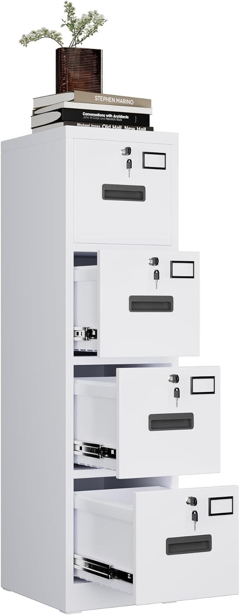 White Industrial Grade 4 Drawer File Cabinet Lockable-2