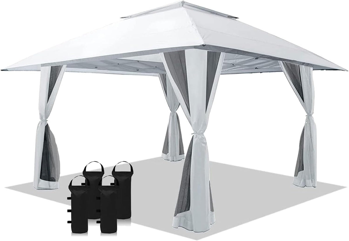 13x13 Pop Up Gazebo White Weatherproofing Durability-3