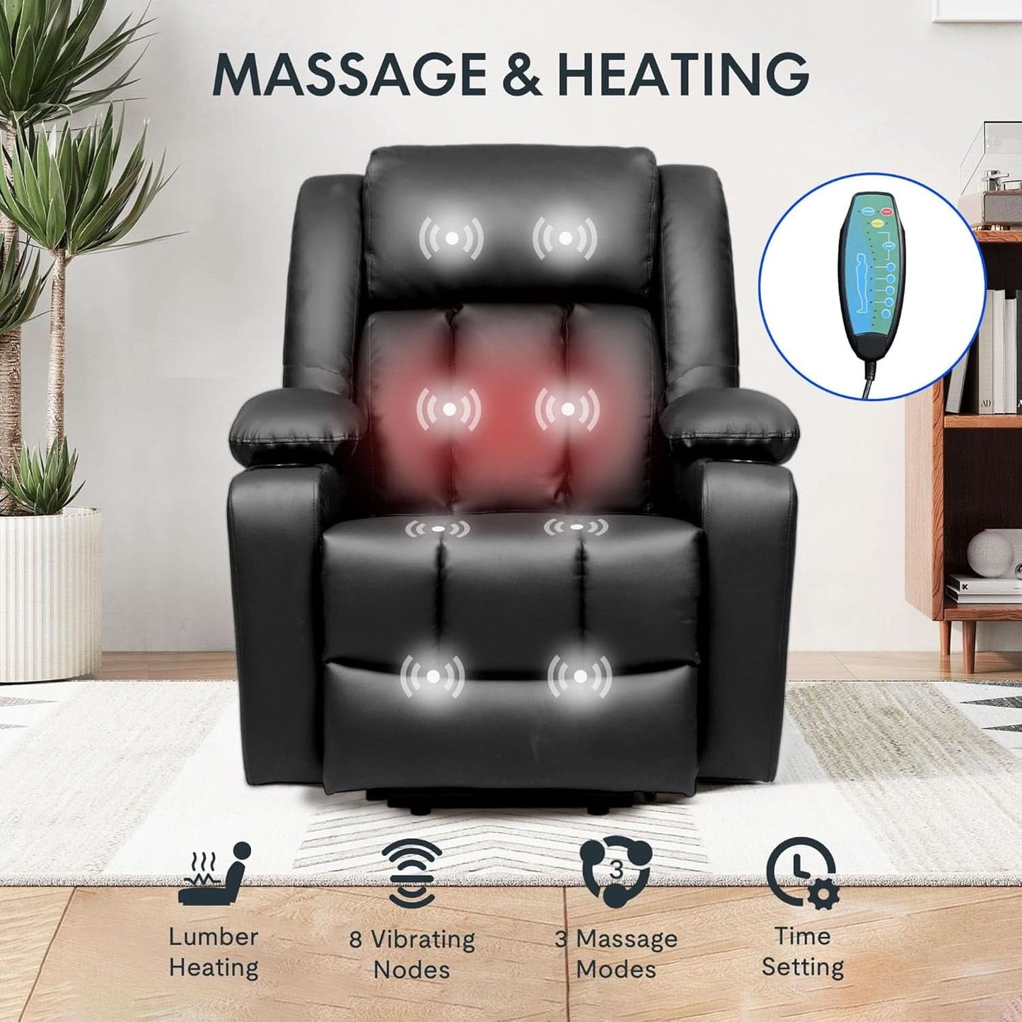 XL31 Power Lift Recliner For Elderly Black Massage-4