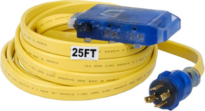 25 ft Generator Extension Cord – Heavy-Duty Flat 10 Gauge Power Distribution Cord with Multiple Household Outlets-2