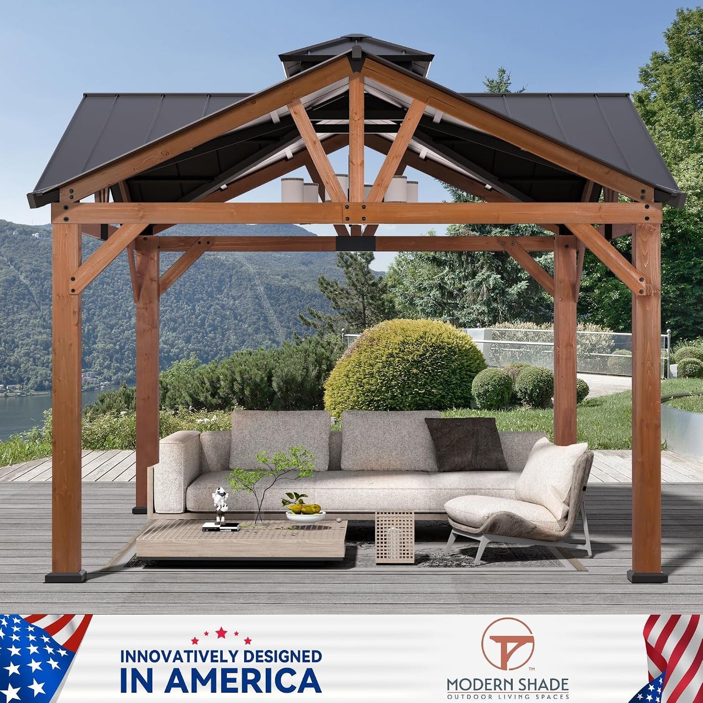 Cedar Wood Gazebo 12x12 Weatherproof Exterior Durability-1