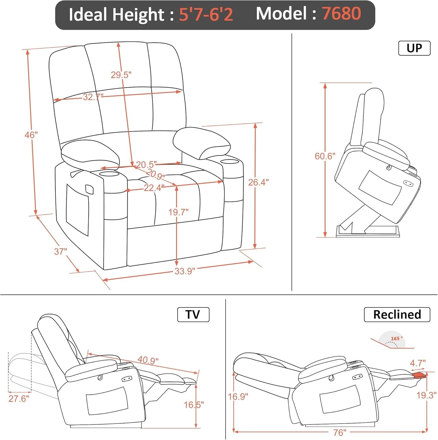 Dark Brown Lift Recliner With Massage For Elderly People-2