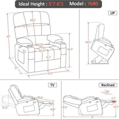 Dark Brown Lift Recliner With Massage For Elderly People-2