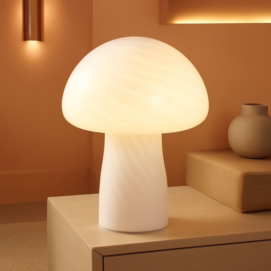 Mushroom Table Lamp 12.75 In White Ambient Night light-0