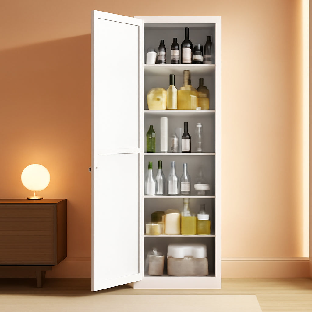 Lockable Metal Locker Cabinet Narrow White Storage-0