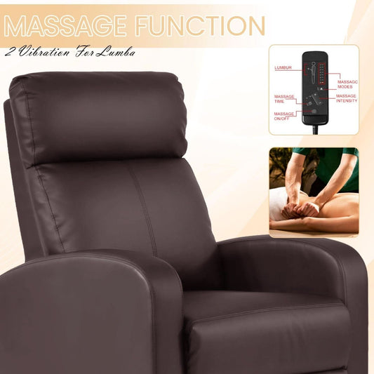 Massage Recliner Chair With Footrest And Brown PU Leather ShipItFurniture