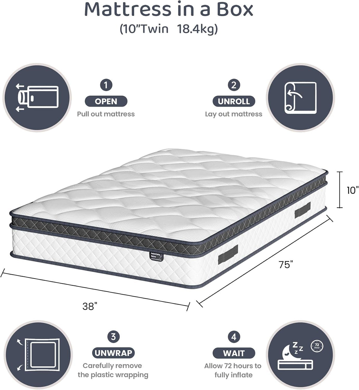 Twin 10 Inch Orthopedic Supportive Hybrid Mattress-1