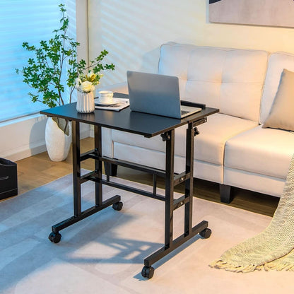 Height Adjustable Mobile Desk with Tilting Top and Wheels-3