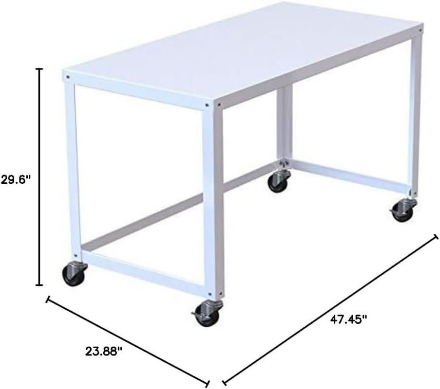 Mobile Metal Desk Workstation with Wheels and Durability-2