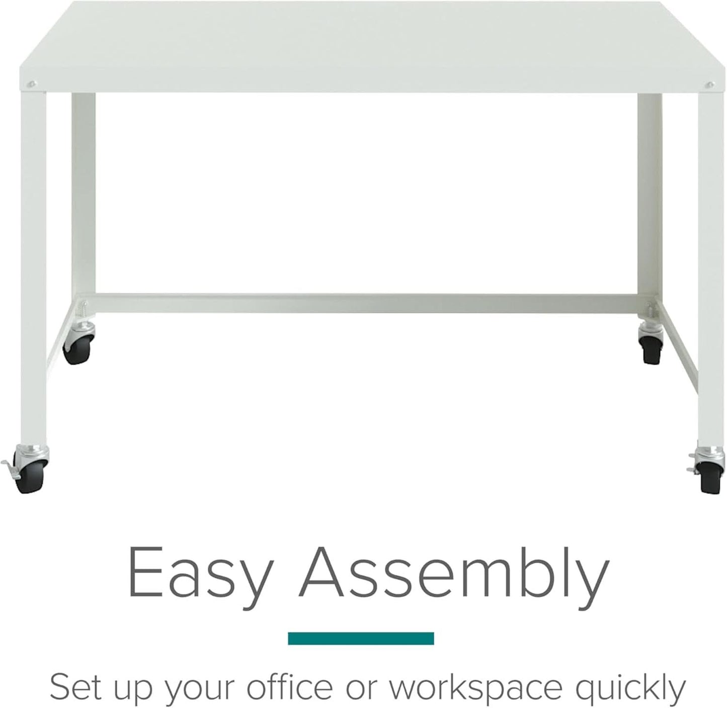 Mobile Metal Desk Workstation with Wheels and Durability-3