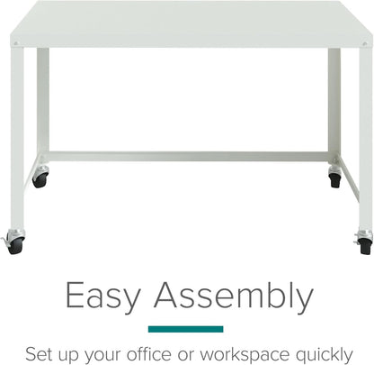 Mobile Metal Desk Workstation with Wheels and Durability-3